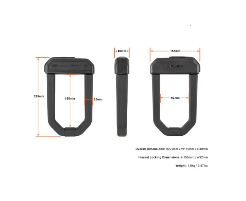 HIPLOK D1000 Anti Angle-Grider Bike Lock -4